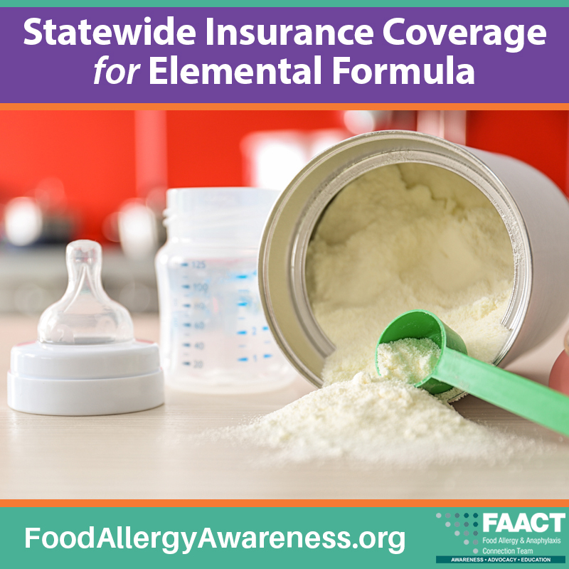 Statewide Insurance Coverage for Elemental Formula poster with baby formula